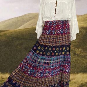 Y2K Whimsigoth Fairy Festival Feminine Patchwork Bohemian Summer Maxi Skirt